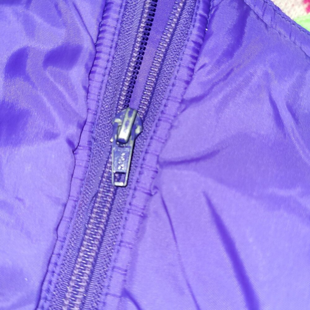Vintage 1980s Kids 3T Hooded Jacket Purple Neon Green Hooded Giraffes Elephants. - Picture 13 of 13